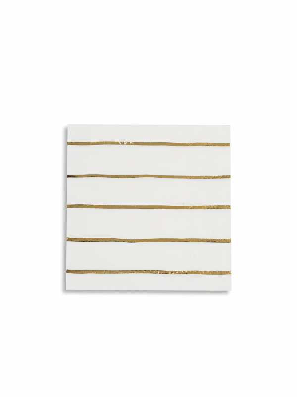 Gold Frenchie Striped Petite Cocktail Napkins