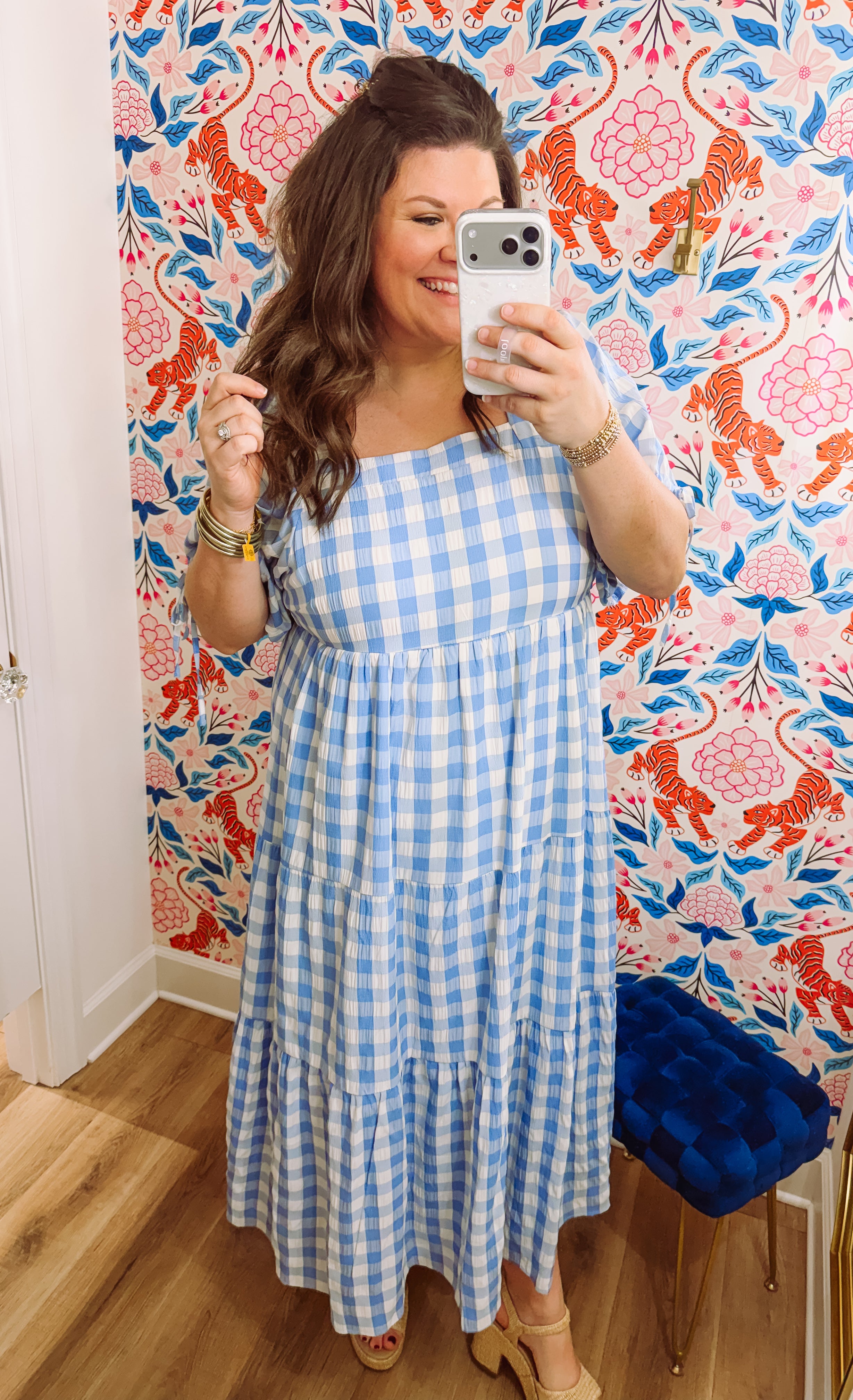 The Faye Check Pattern Maxi Dress