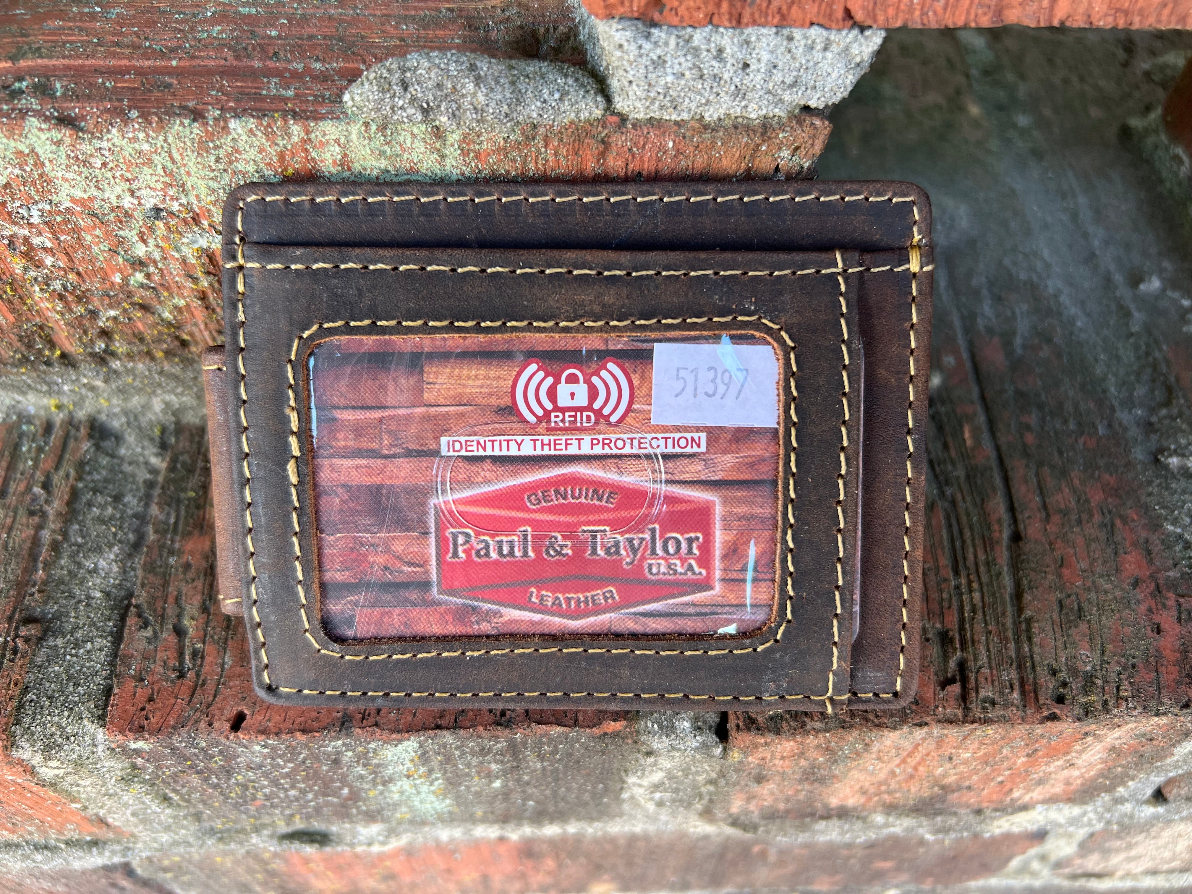 The Adam Genuine Leather Money Clip in Honey Brown