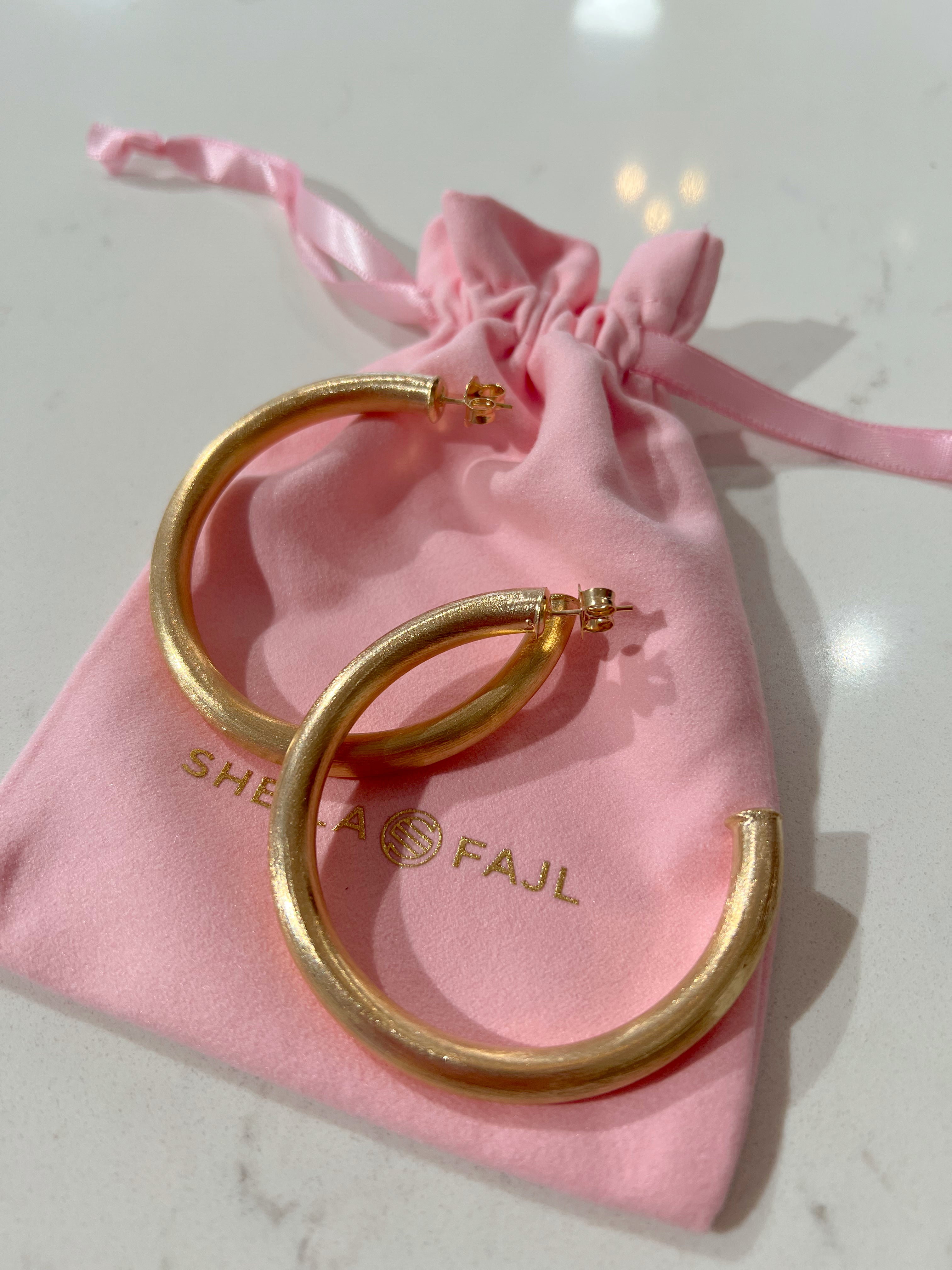 Brushed Champagne Arlene Hoops by Sheila Fajl