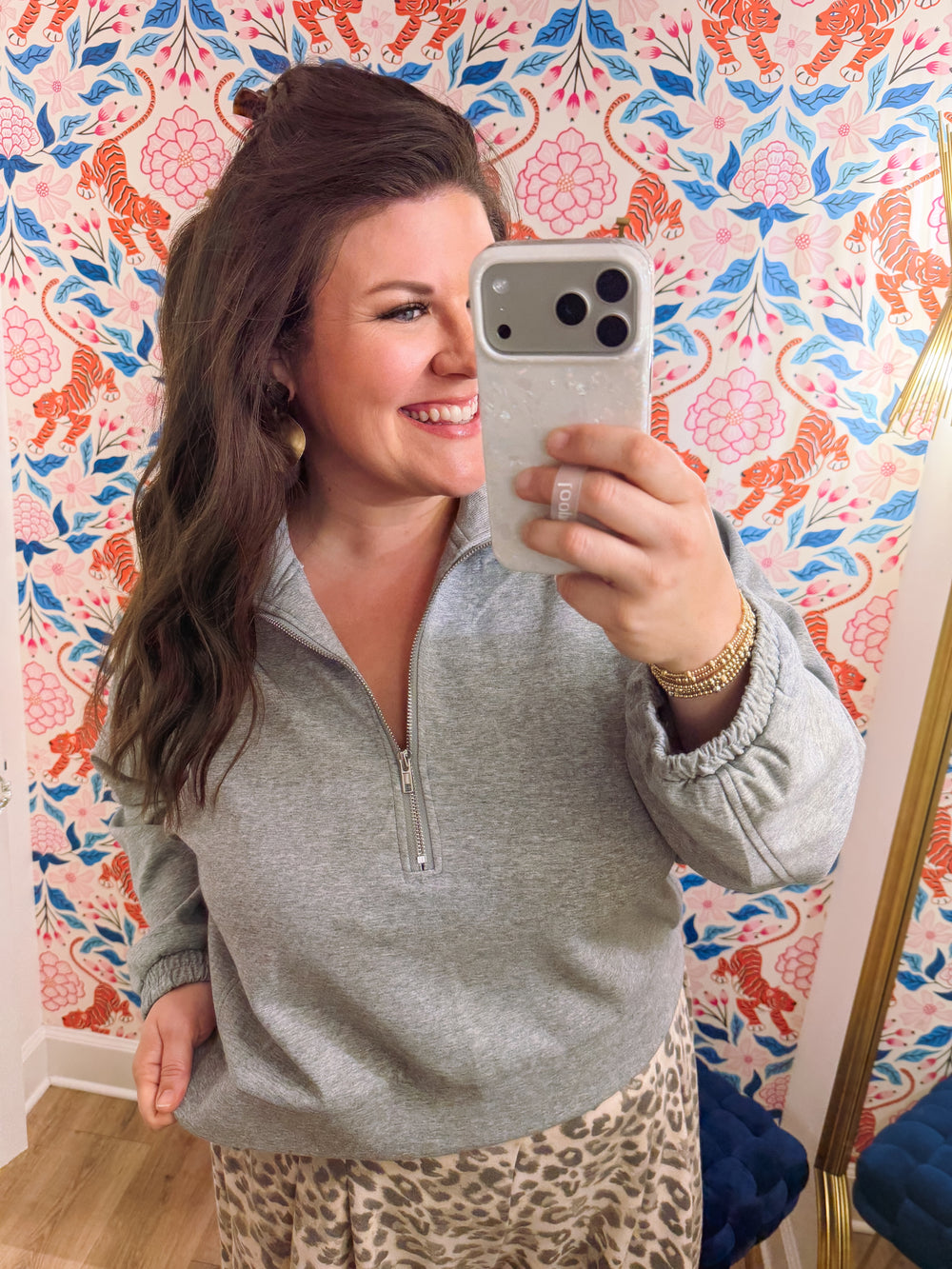 The Lucille Half Zip Crop Sweatshirt
