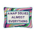 A Nap Solves Almost Everything Embroidered Pillow colorful stripes