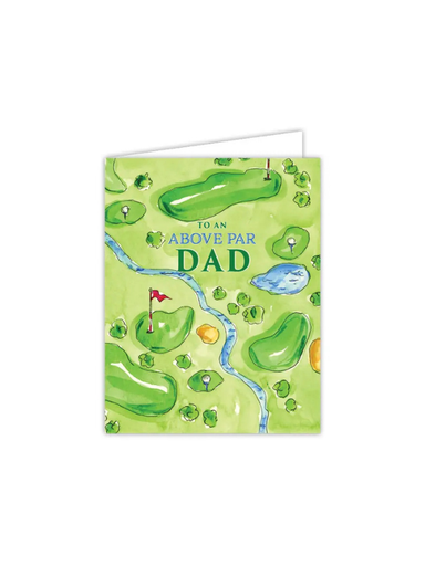 Greeting card with golf course design and text 'To an Above Par Dad' 