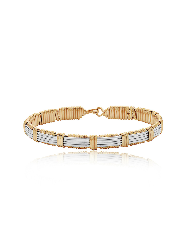 Silver and Gold wire Adore bracelet by Ronaldo, handcrafted with an elegant and timeless style.