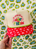 pink star printed bill Adore Him Canvas Hat