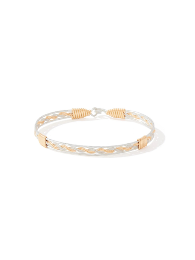 silver and gold skinny wired bracelet