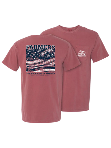 American Farmers Pocket Tee in Brick by State Homegrown america agriculture red patriotic tshirt cotton