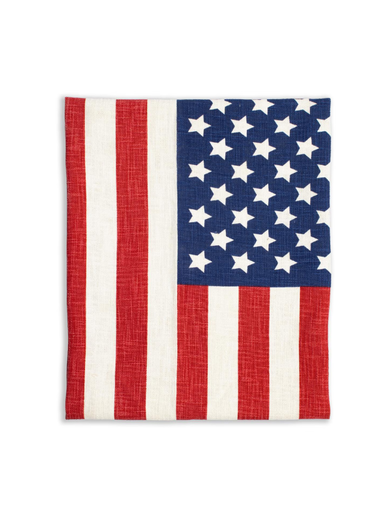 blanket with American printed on it 