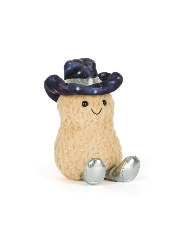 peanut with a cowboy hat and silver boots plushie