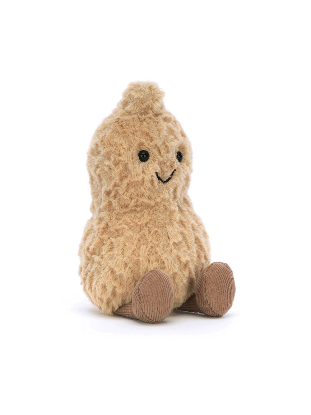 plush peanut with legs and smiley face 