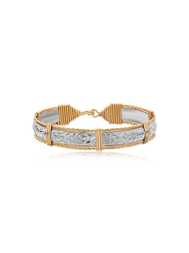 Silver and gold wire Angelina bracelet by Ronaldo, handcrafted with an elegant and timeless style.