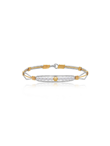Silver, Gold, and Pearl wire Angels on Earth Ronaldo Bracelet, handcrafted with an elegant and timeless style.