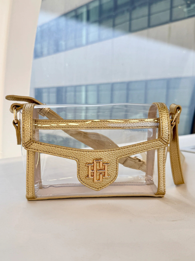 Clear and gold stadium bag