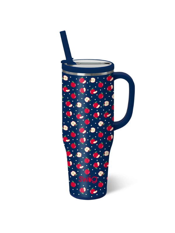 apples on a blue background 40 oz travel mug 