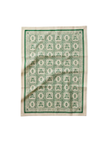 green and white tea towel