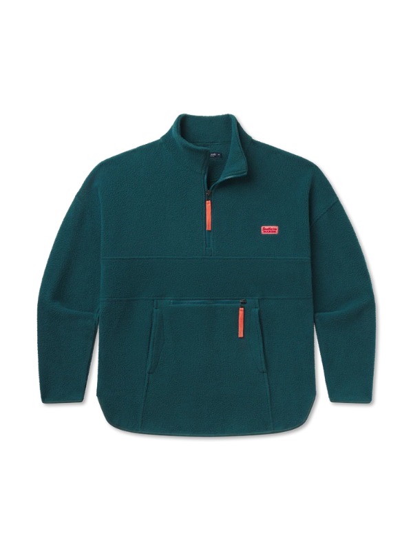 dark green and orange q-zip pullover