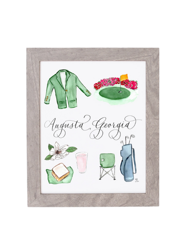 Gold themed print with Augusta, Georgia tournament picture