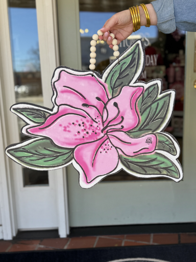 pink spring flower door hanger