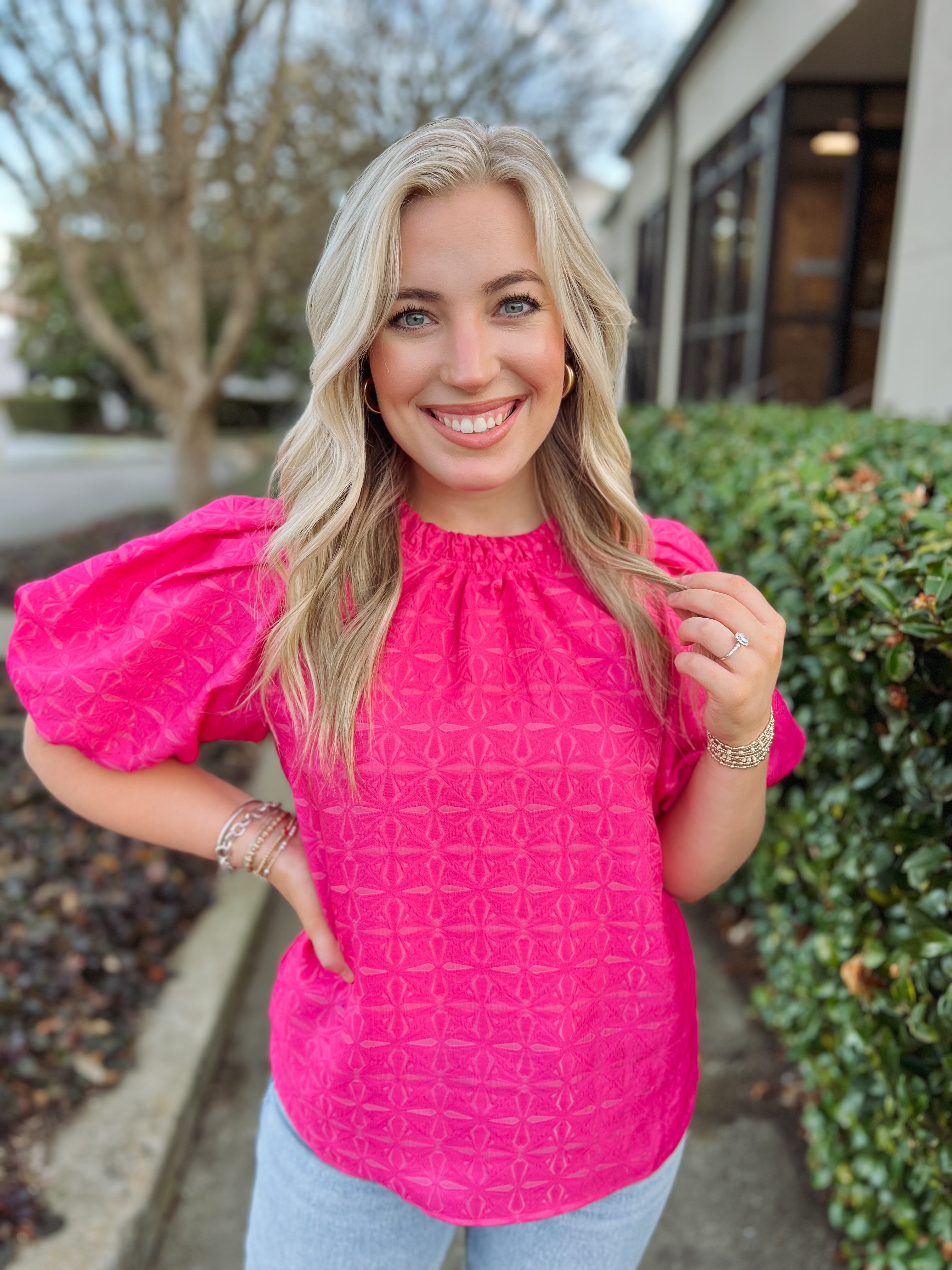 Pretty in Pink Textured Top