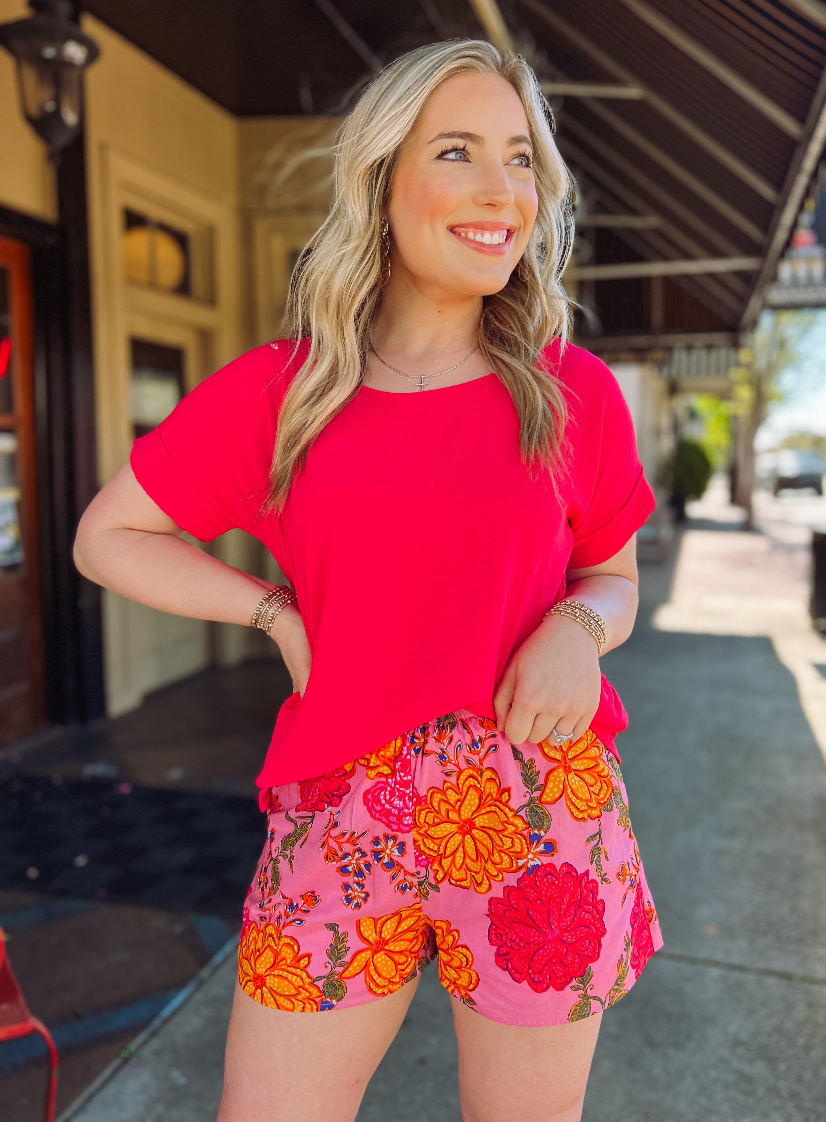 Floral Poplin Shorts by Karlie