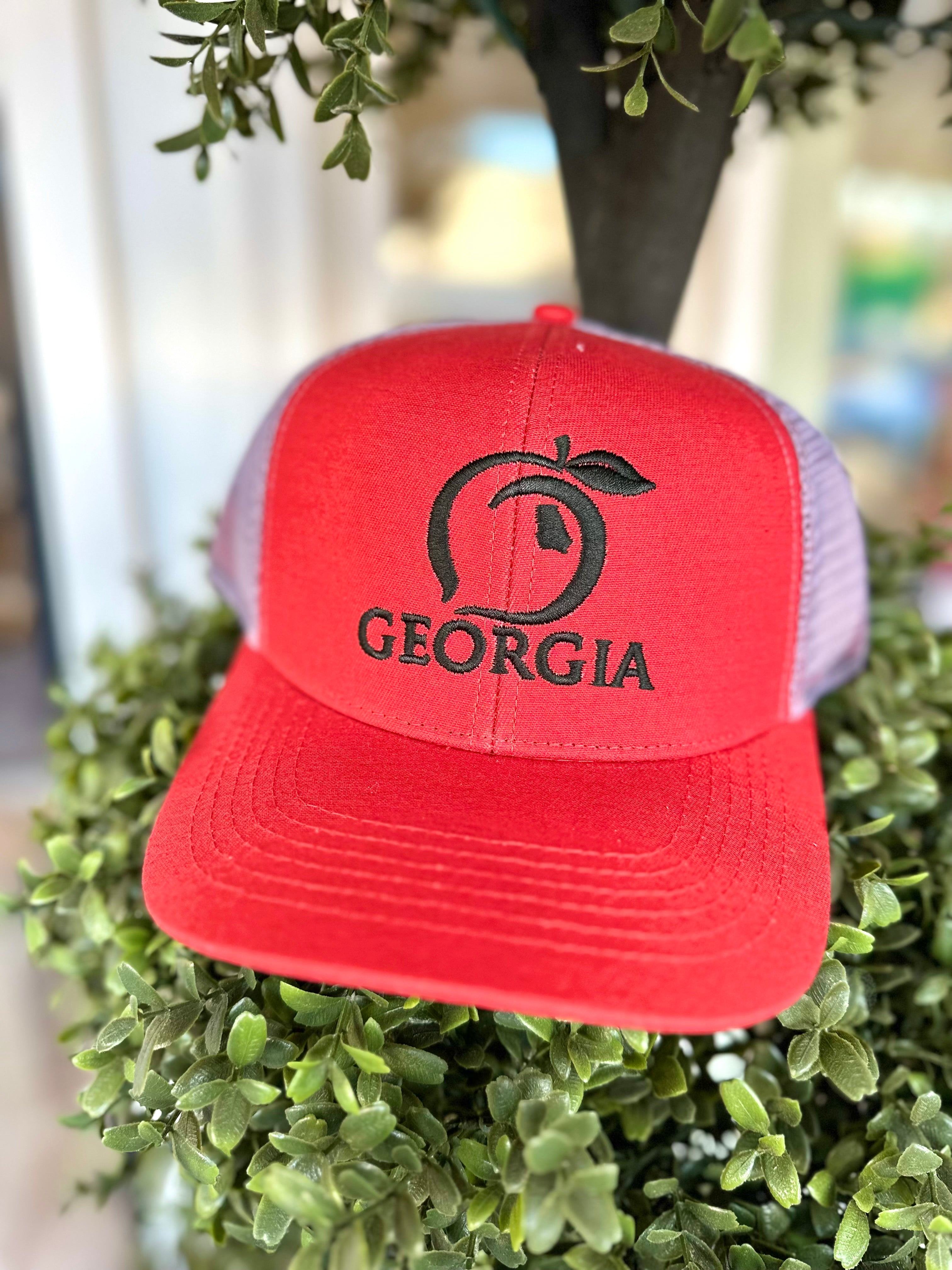 Original Georgia Trucker Hat in Red with Gray Mesh Back by Peach State Pride