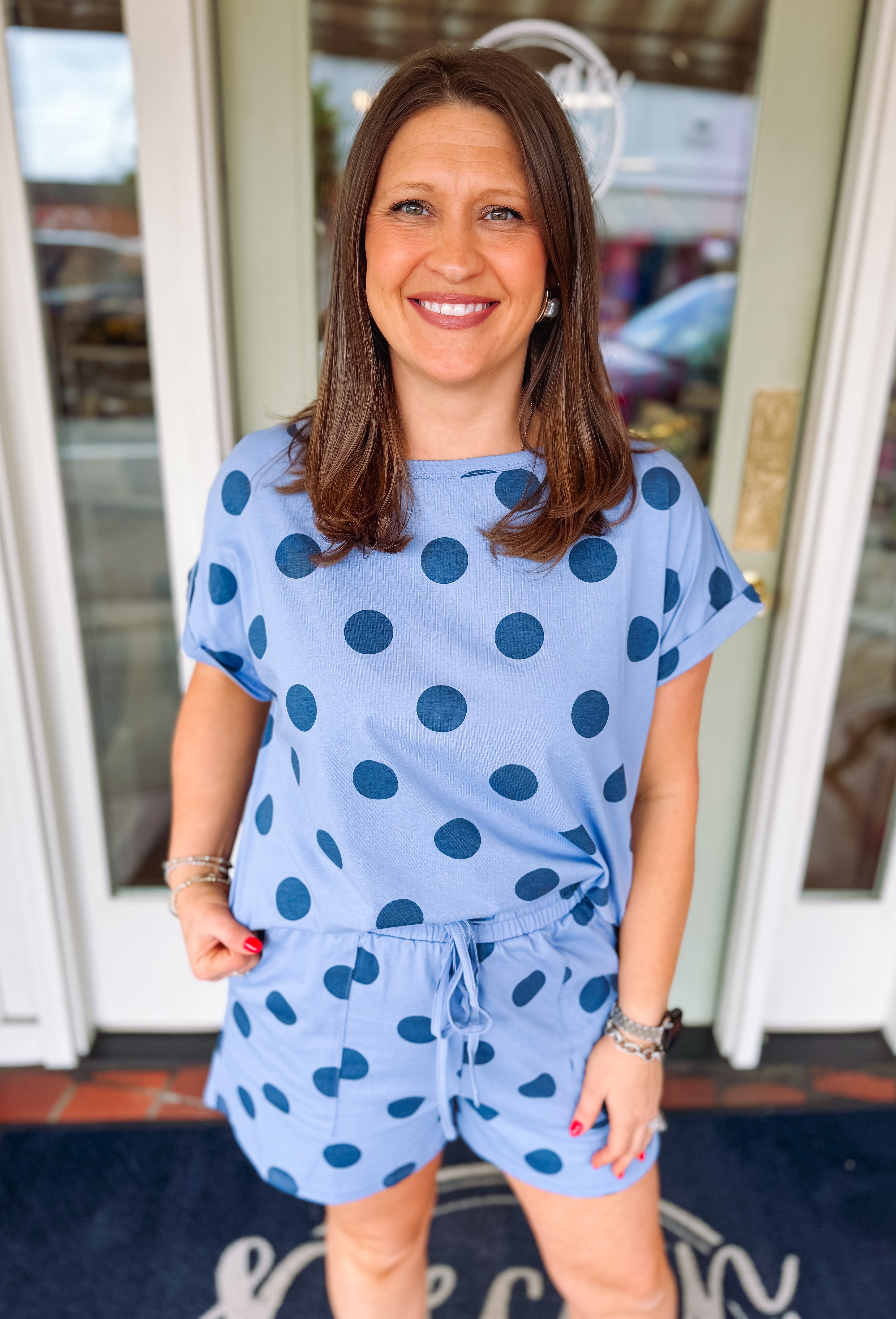The Piper Polka Dot Top in Blue