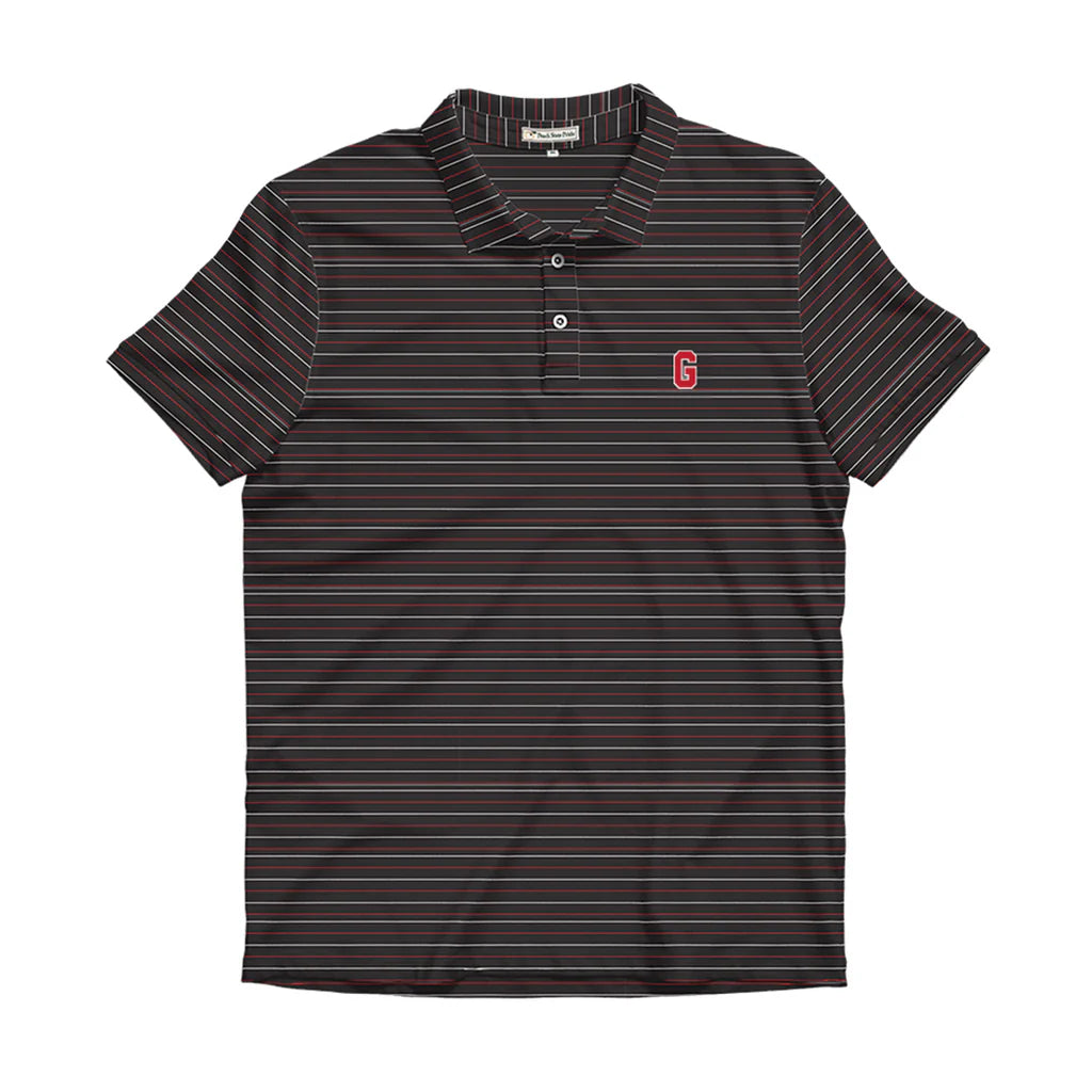 UGA Block G Red, White, and Black Betula Stripe Performance Polo