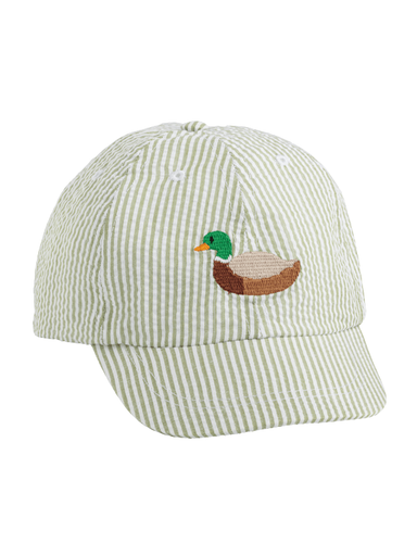 Baby Duck Embroidered Hat Seersucker pattern