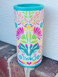 bright floral printed skinny can koozie