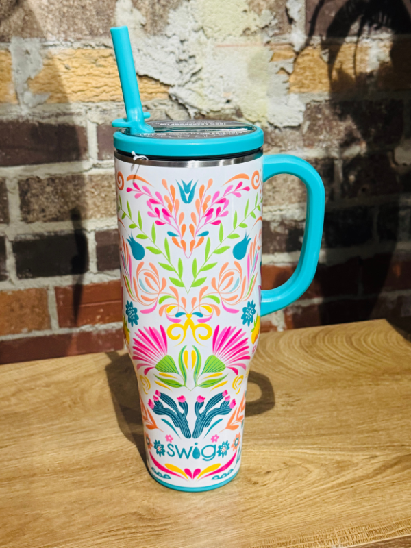 bright floral printed travel mug 40oz