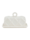 Ceramic bamboo detail white butter dish chic servware