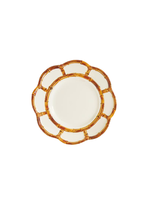 Melamine decorative plate with a bamboo-like brown rim