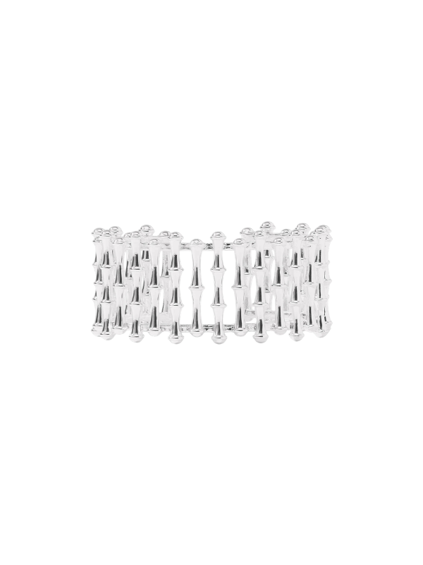 silver cuff with bamboo texture