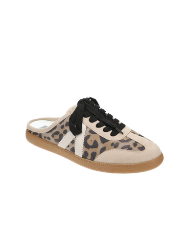 Slid Sneaker in Tan & Leopard