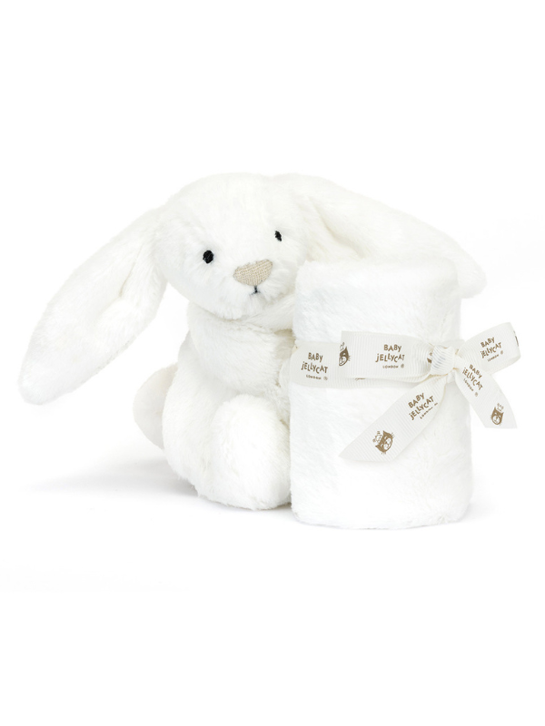White plush bunny soother by jellycat