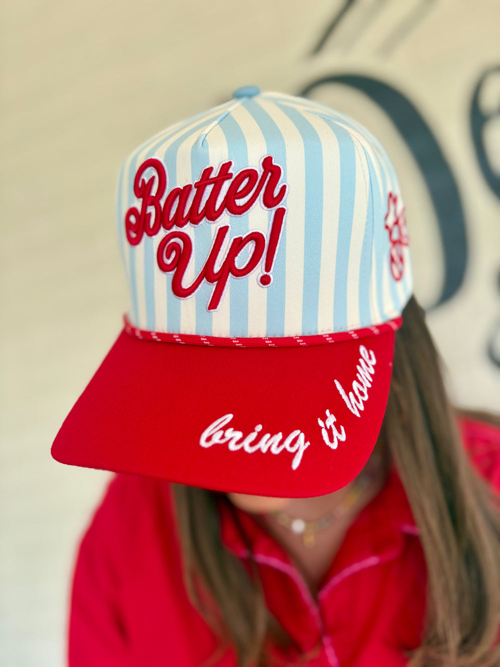 Batter Up Striped Hat trucker hat baseball season bring it home cute patriotic 