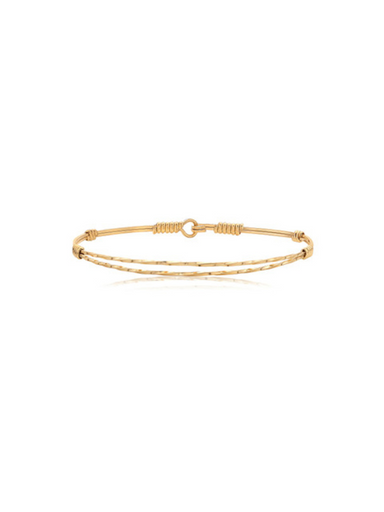 Gold bracelet on a white background