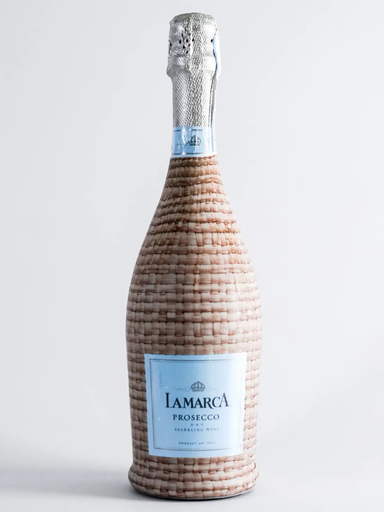 Decorative bottle wrap for bottle of prosecco