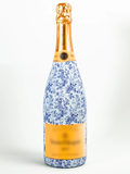 Blue floral decorative wrap for champagne bottles