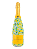 Decorative bottle wrap with lemons on it 