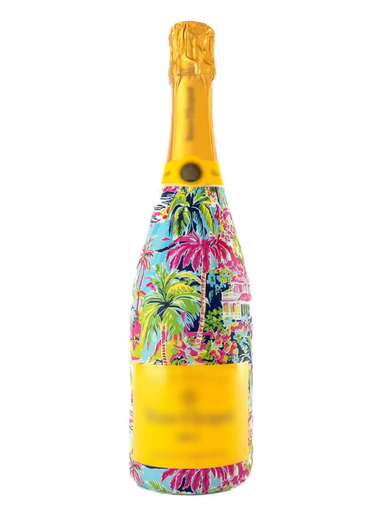 Decorative bottle wrap with colorful tropical design