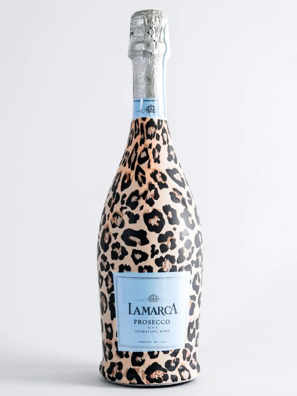 Leopard print bottle wrap compatible with prosecco bottles
