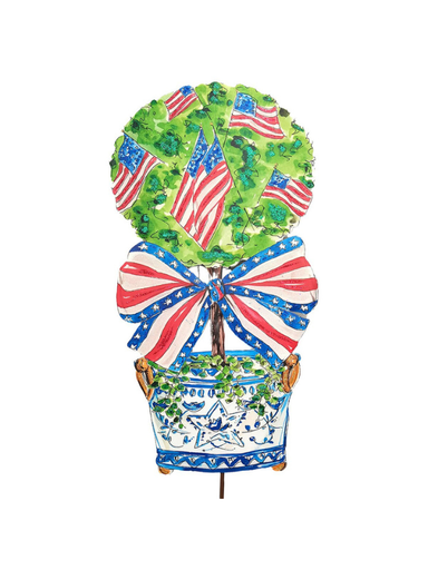 Beck's Patriotic Flag Topiary In Pot Stake/Easel/Hanger