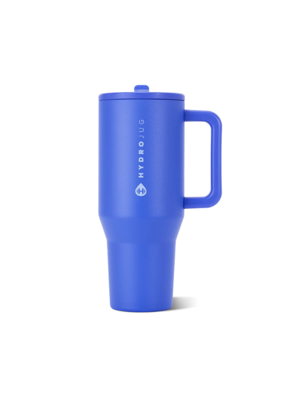 blue travel mug