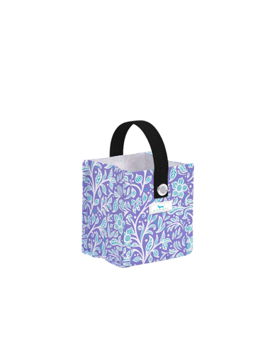 Purple and blue floral patterned small gift bag - reusable and durable 