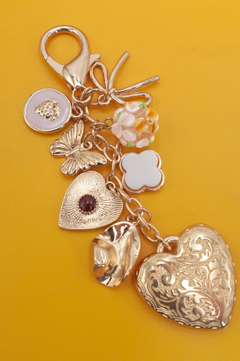 Big Heart Key or Bag Charm gold