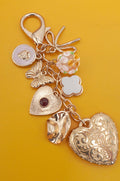 Big Heart Key or Bag Charm gold