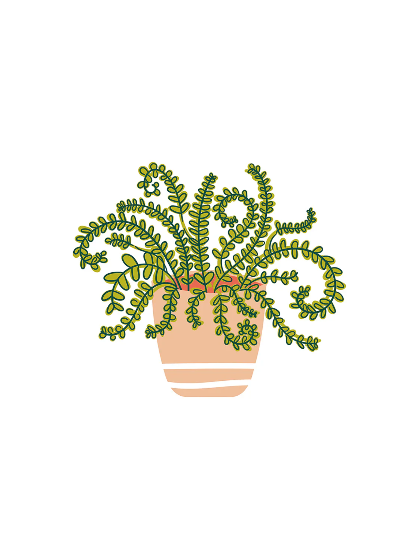 Potted plant attachment with green leaves on a white background