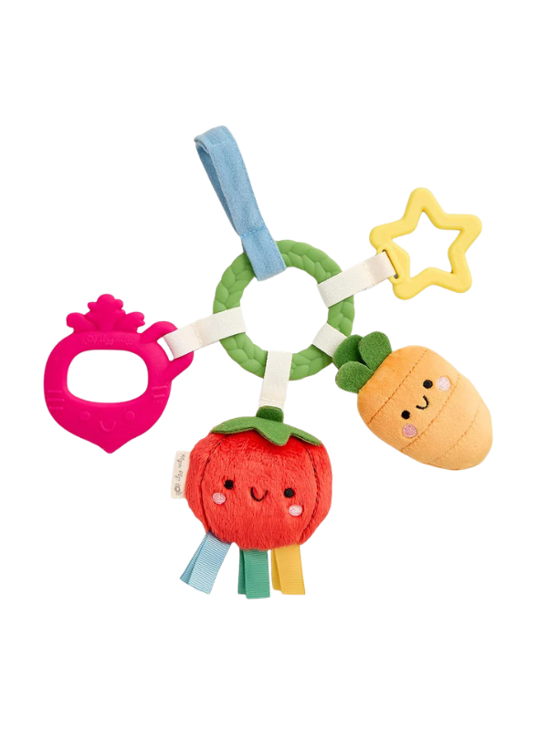Veggie themed busy teether ring for baby