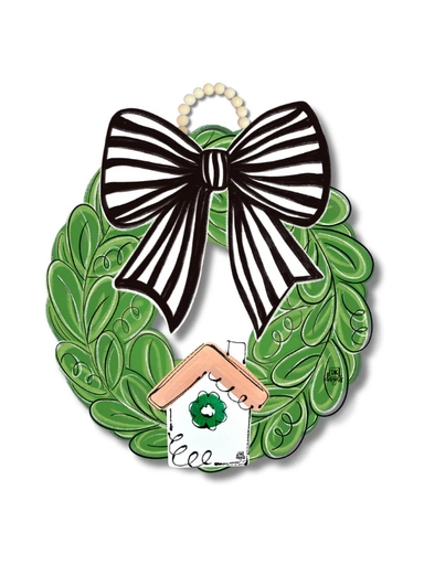 Black and White Bow Wreath Door Hanger by DK Designs